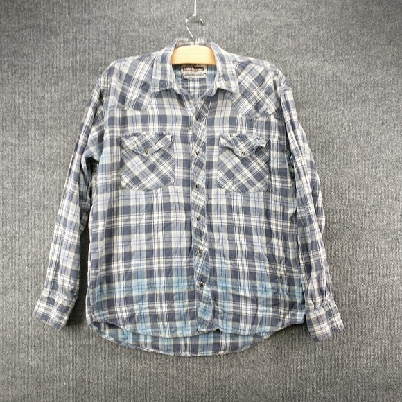 Cold Storage Men's Pearl Snap Shirt Multicolor Medium Long Sleeve Plaid Cotton - Picture 2 of 12